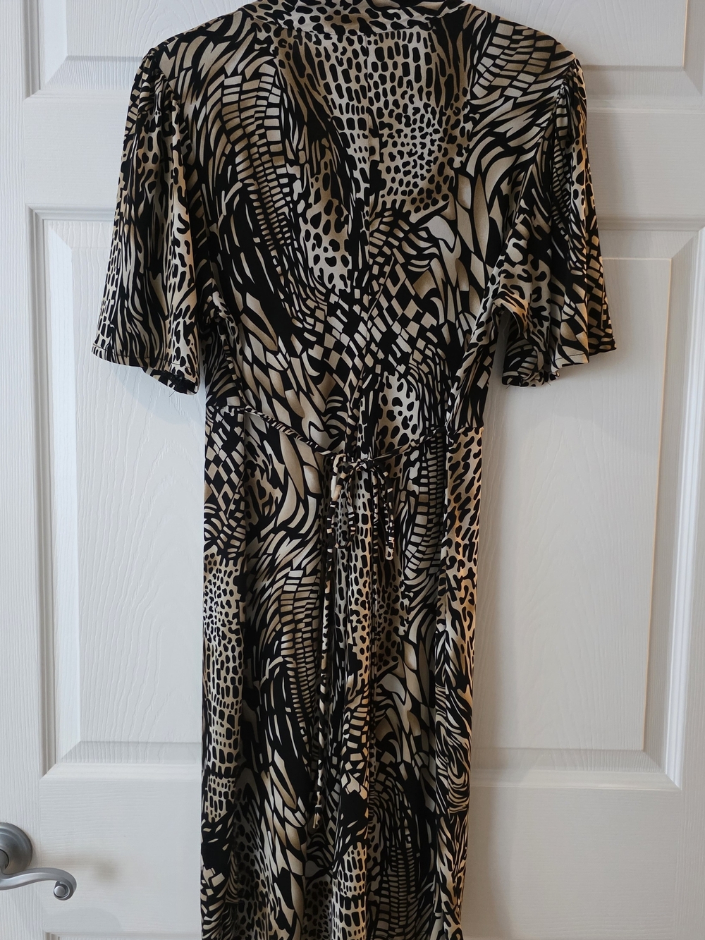 Neutral Animal Print Ruffle-Trim Dress - Picture 3 of 6